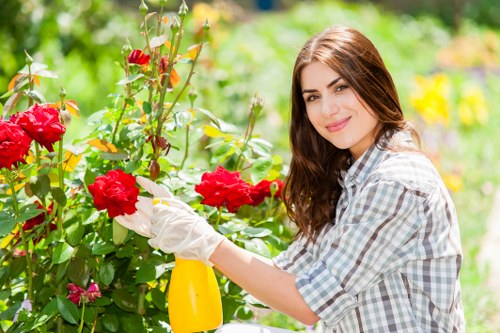 Operative performing safe pruning with protective equipment